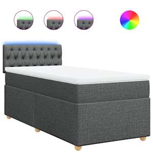 Box spring postel s matrací tmavě šedá 90x190 cm textil - obrázek 2