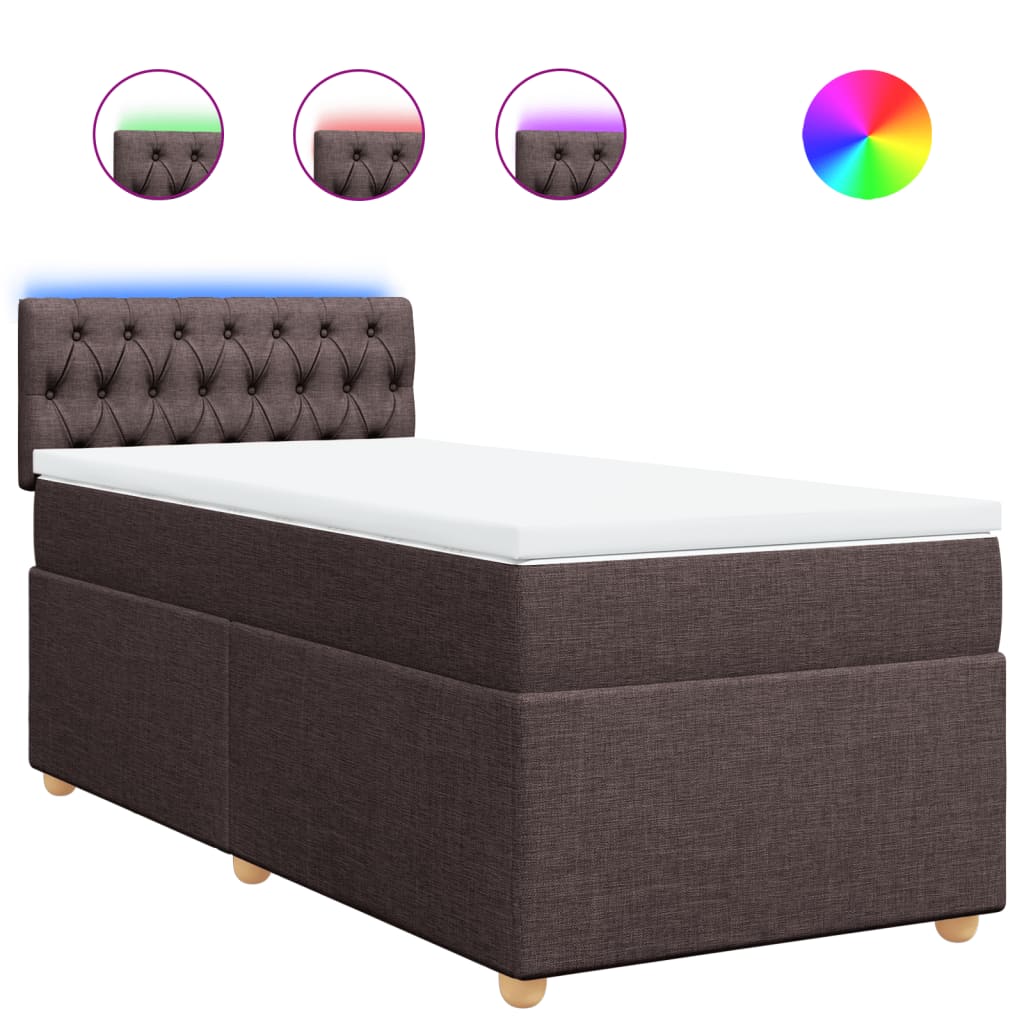 vidaXL Boxspring met matras stof donkerbruin 90x190 cm bruin, foto 3