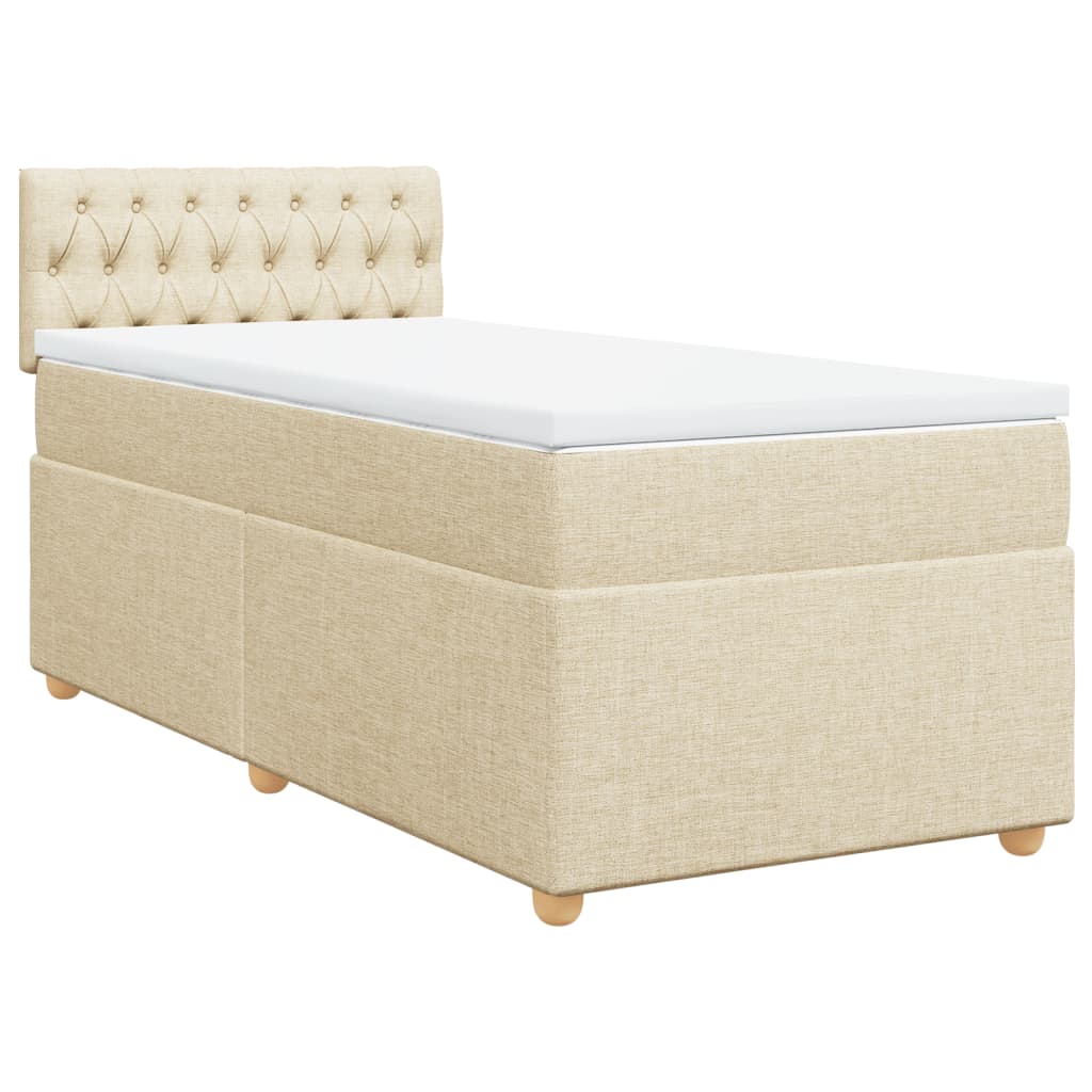 vidaXL Boxspring met matras stof crèmekleurig 90x190 cm afbeelding