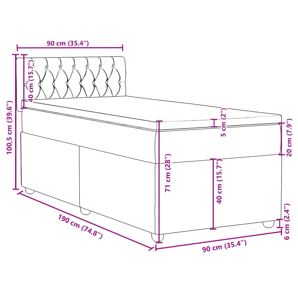 Box spring postel s matrací krémová 90x190 cm textil - obrázek 18