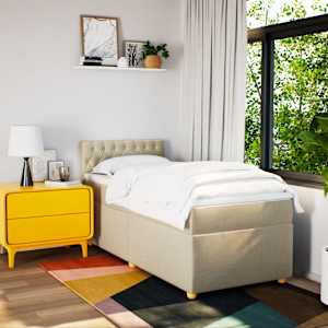 Box spring postel s matrací krémová 90x190 cm textil - obrázek 4