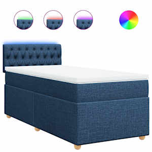 Box spring postel s matrací modrá 90x190 cm textil - obrázek 2