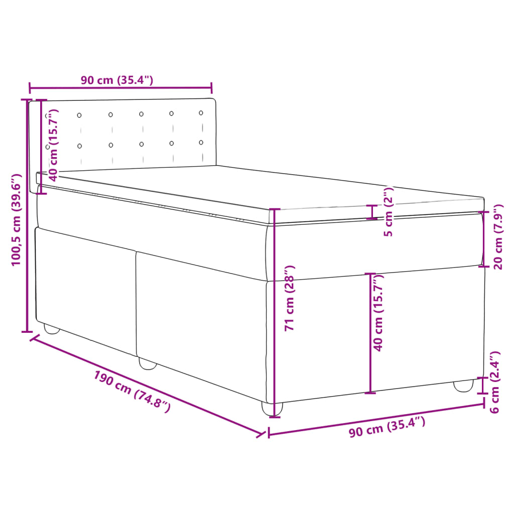 Box spring postel s matrací černá 90x190 cm textil - obrázek 18