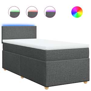 Box spring postel s matrací tmavě šedá 90x200 cm textil - obrázek 2