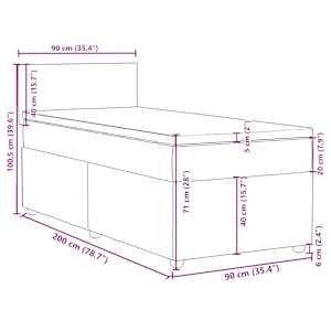 Box spring postel s matrací tmavě šedá 90x200 cm textil - obrázek 18