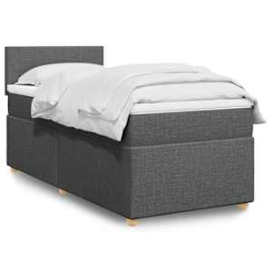 Box spring postel s matrací tmavě šedá 90x200 cm textil - obrázek 1