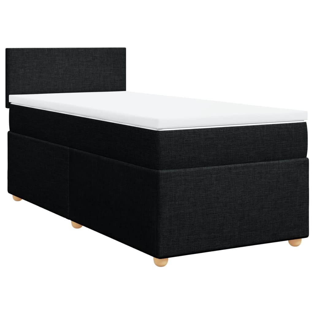 vidaXL Pat box spring cu saltea, negru, 90x200 cm, textil