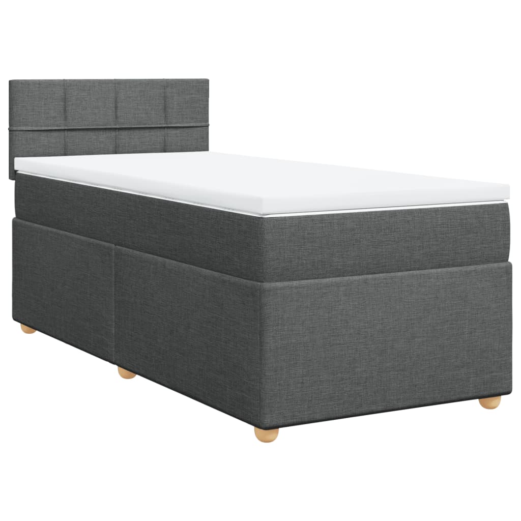 vidaXL Boxspring met matras stof donkergrijs 90x200 cm afbeelding