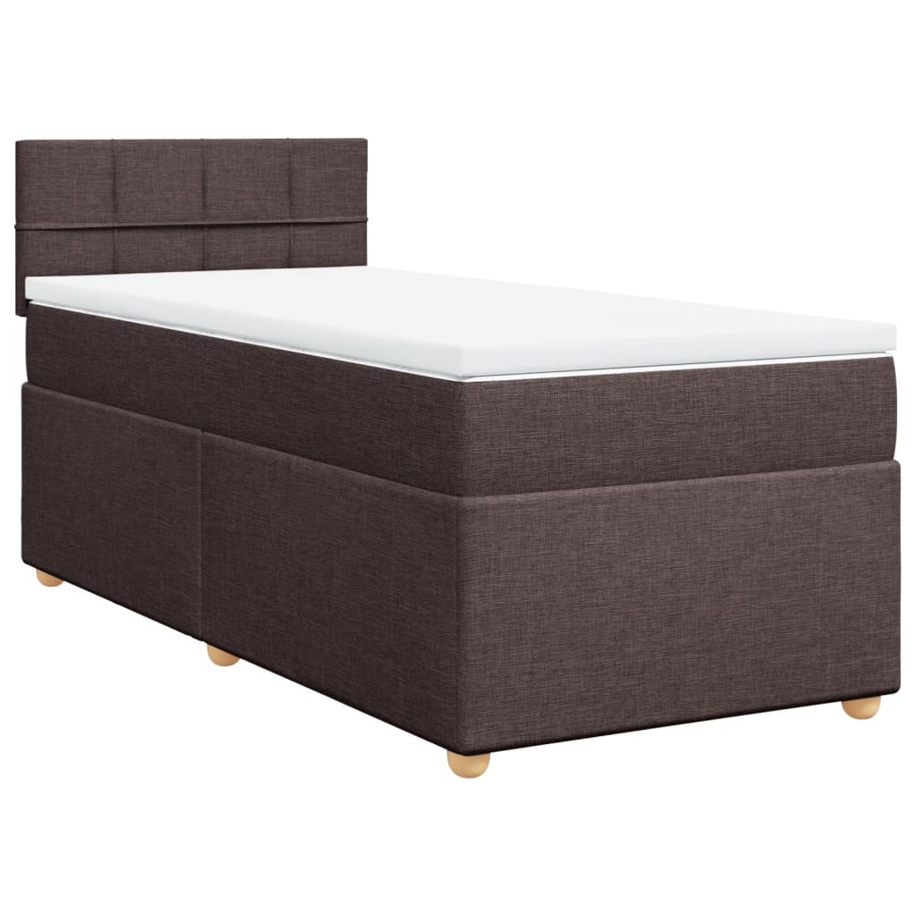 vidaXL Boxspring met matras stof donkerbruin 90x200 cm afbeelding