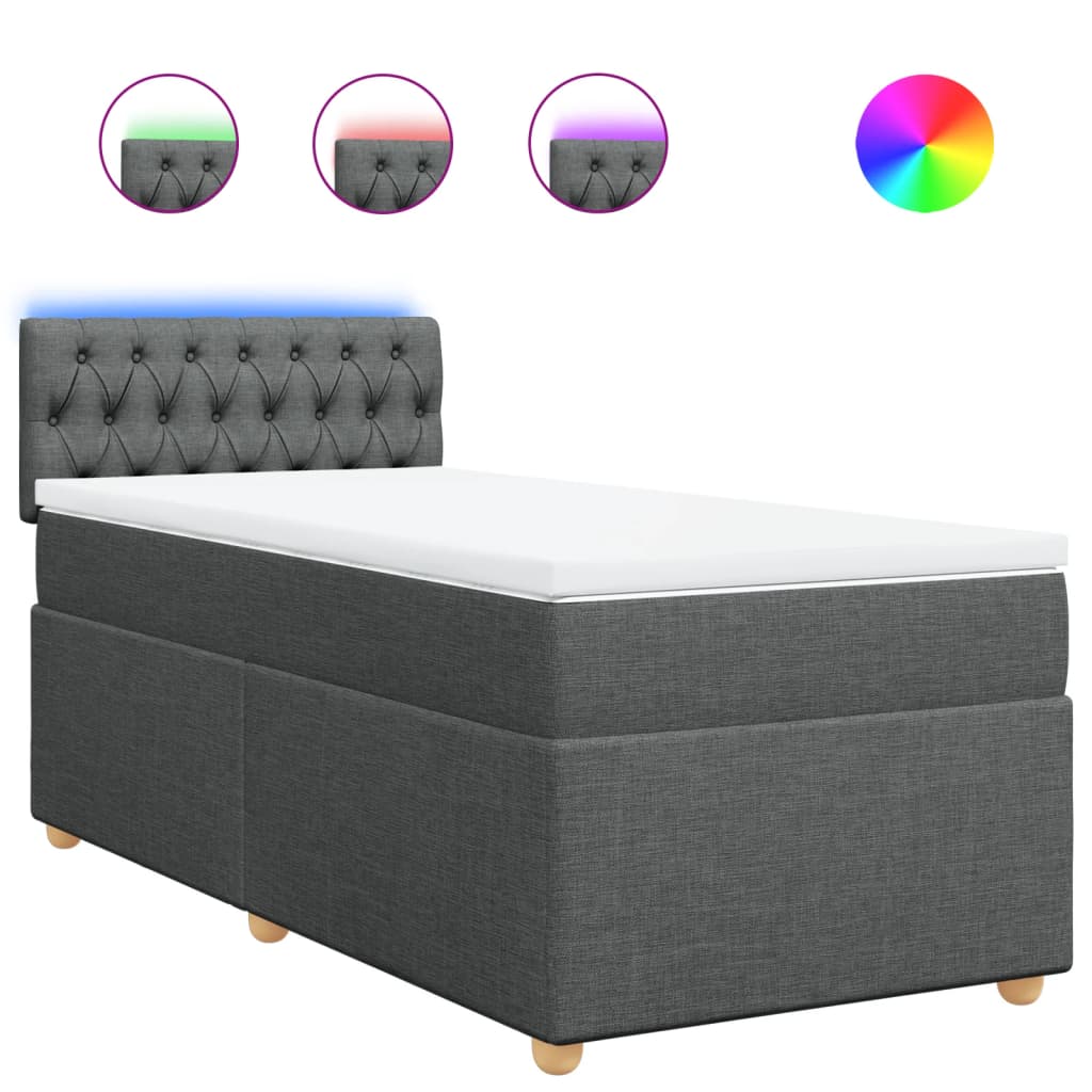 Thumbnail - vidaXL Boxspringbett mit Matratze Dunkelgrau 90x200 cm Stoff