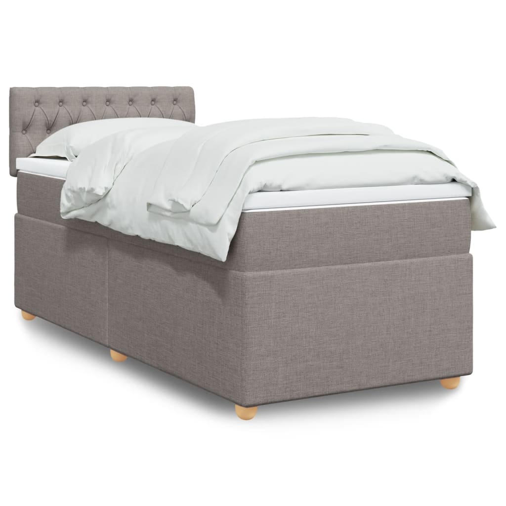 vidaXL Boxspringbett mit Matratze Taupe 90x200 cm Stoff