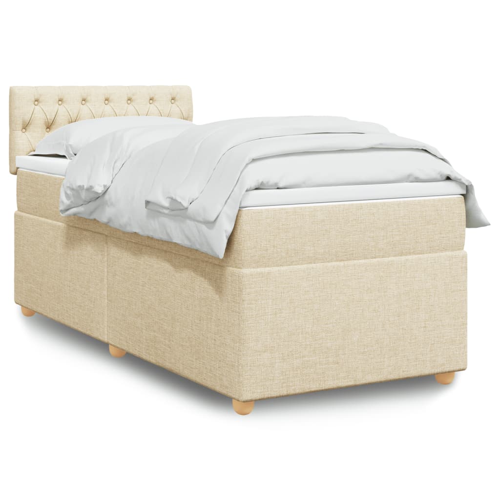 vidaXL Boxspringbett mit Matratze Creme 90x200 cm Stoff