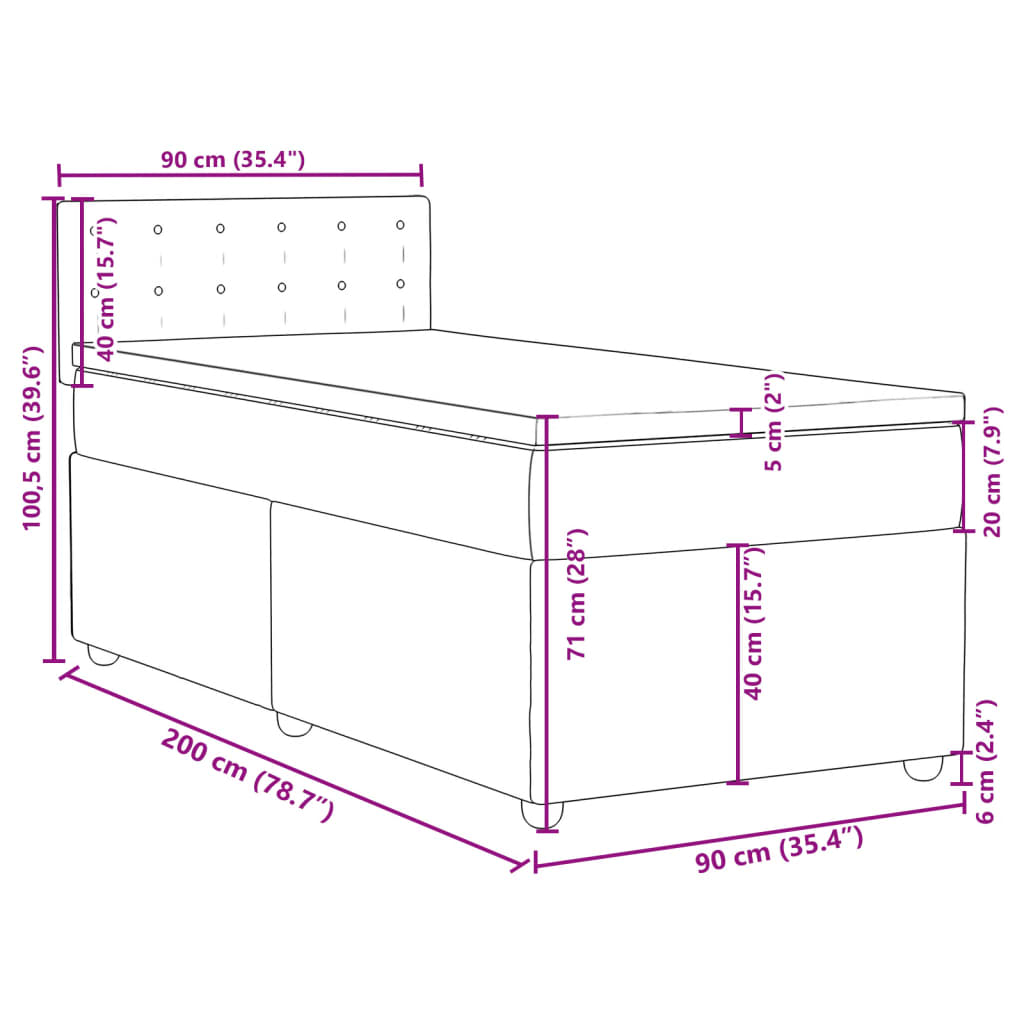 Box spring postel s matrací černá 90x200 cm textil - obrázek 18