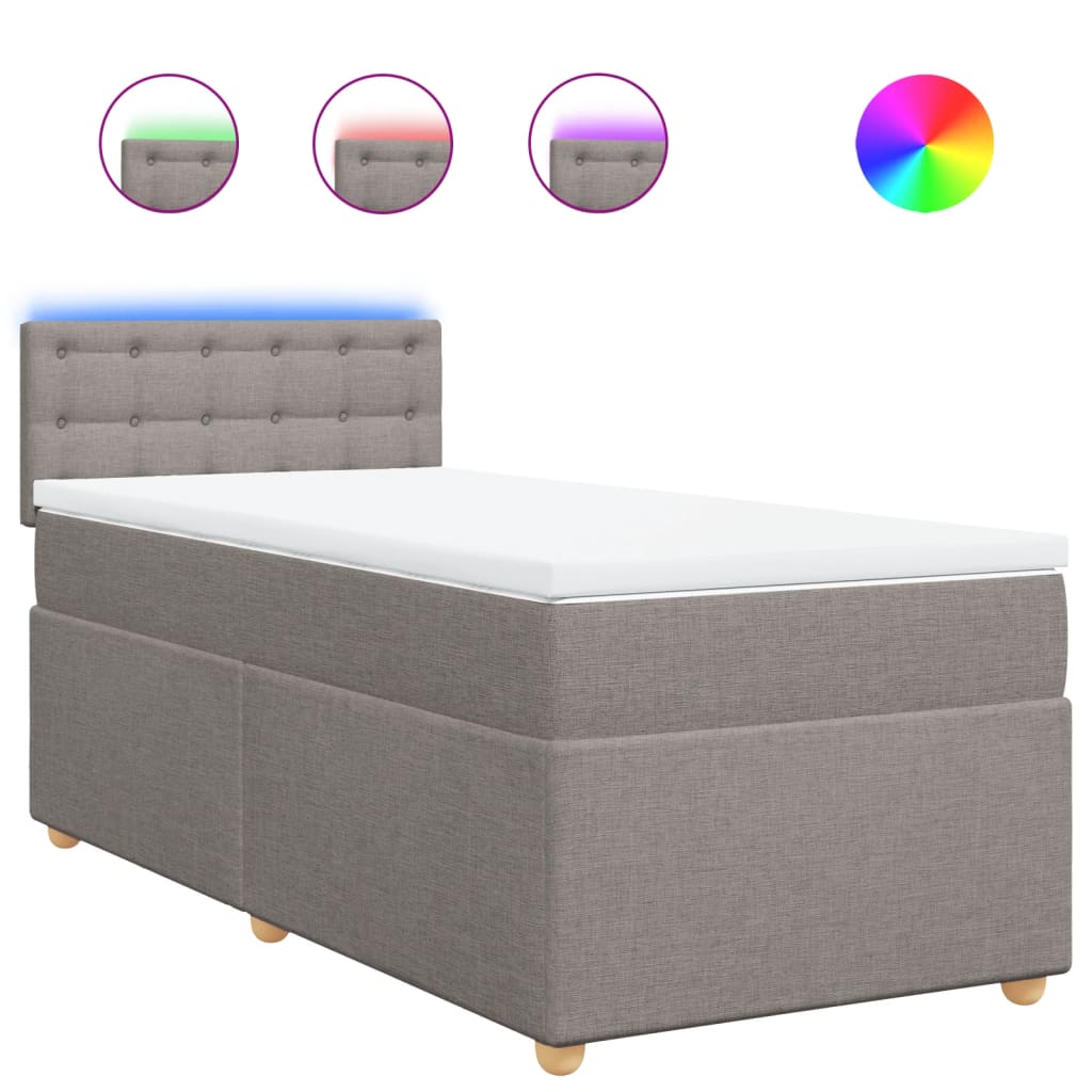 Thumbnail - vidaXL Boxspringbett mit Matratze Taupe 90x200 cm Stoff