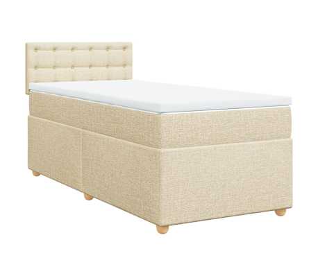 vidaXL Κρεβάτι Boxspring με Στρώμα Κρεμ 90x200 εκ.Υφασμάτινο