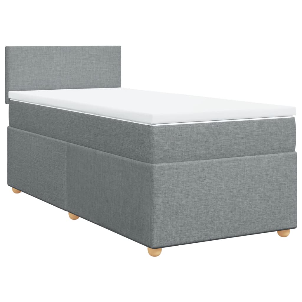 vidaXL Boxspring met matras stof lichtgrijs 100x200 cm afbeelding