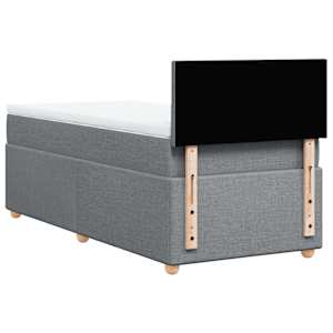 Box spring postel s matrací světle šedý 100 x 200 cm textil - obrázek 8
