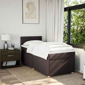 Box spring postel s matrací tmavě hnědá 100 x 200 cm textil - obrázek 4