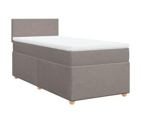 vidaXL Κρεβάτι Boxspring με Στρώμα Taupe 100 x 200 εκ. Υφασμάτινο