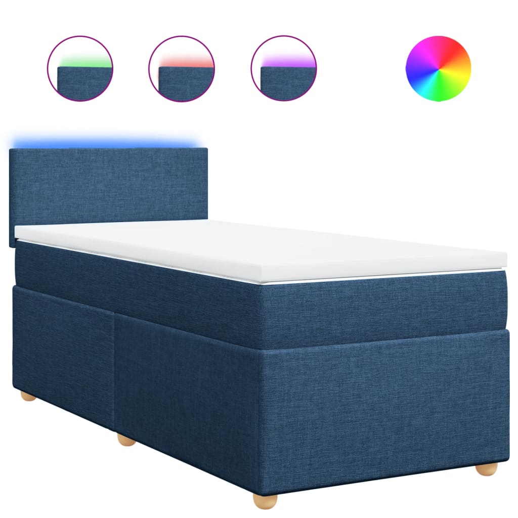 Thumbnail - vidaXL Boxspringbett mit Matratze Blau 100x200 cm Stoff
