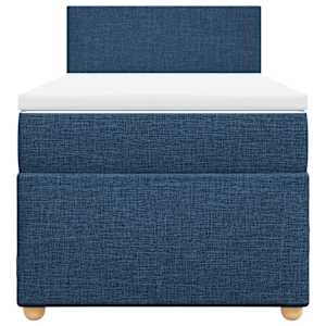 Box spring postel s matrací modrá 100 x 200 cm textil - obrázek 6