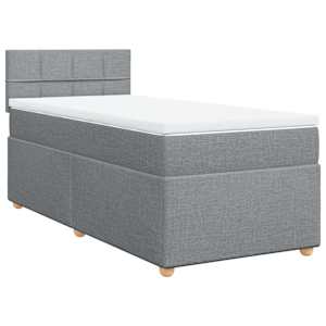 Box spring postel s matrací světle šedý 100 x 200 cm textil - obrázek 3