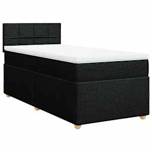 Box spring postel s matrací černá 100 x 200 cm textil - obrázek 3