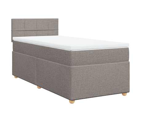 vidaXL Κρεβάτι Boxspring με Στρώμα Taupe 100 x 200 εκ. Υφασμάτινο