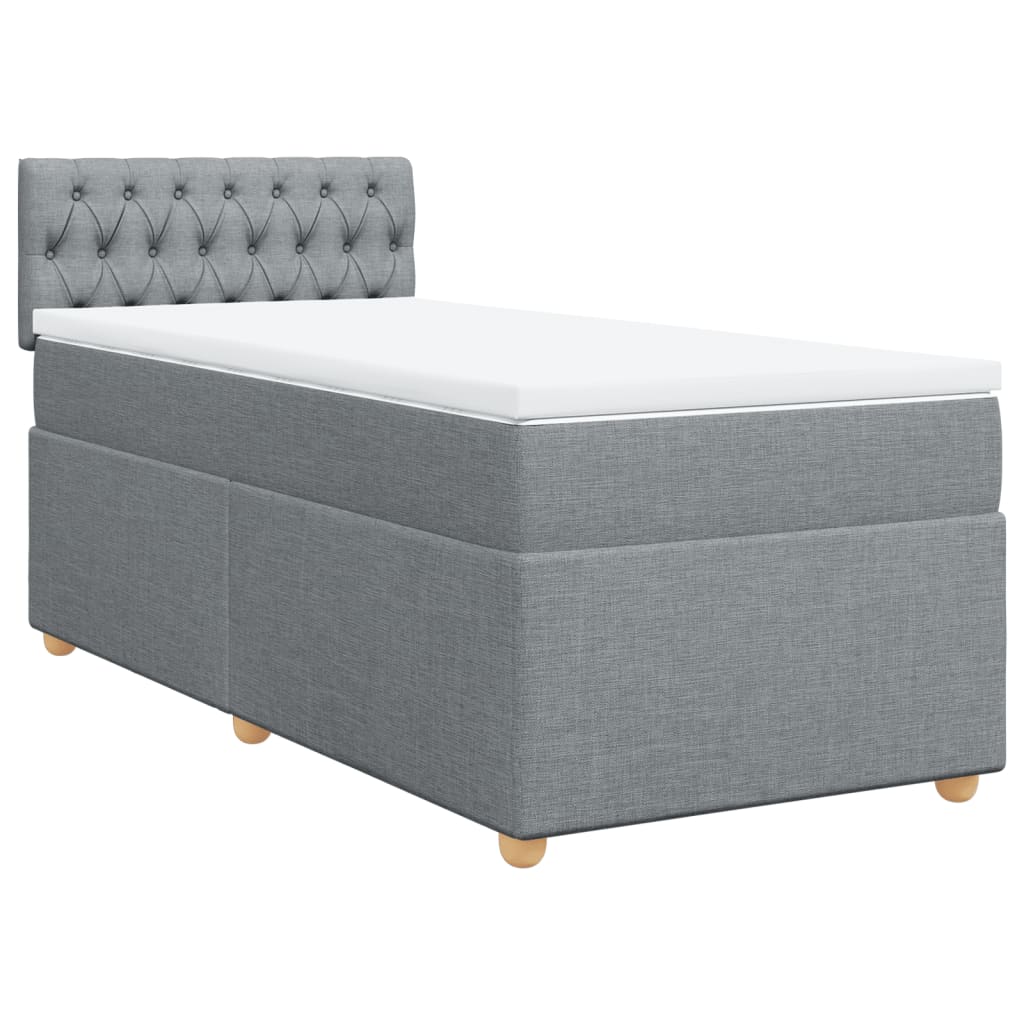vidaXL Boxspring met matras stof lichtgrijs 100x200 cm afbeelding