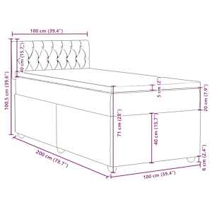 Box spring postel s matrací tmavě šedá 100 x 200 cm textil - obrázek 18