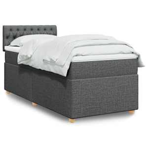 Box spring postel s matrací tmavě šedá 100 x 200 cm textil - obrázek 1