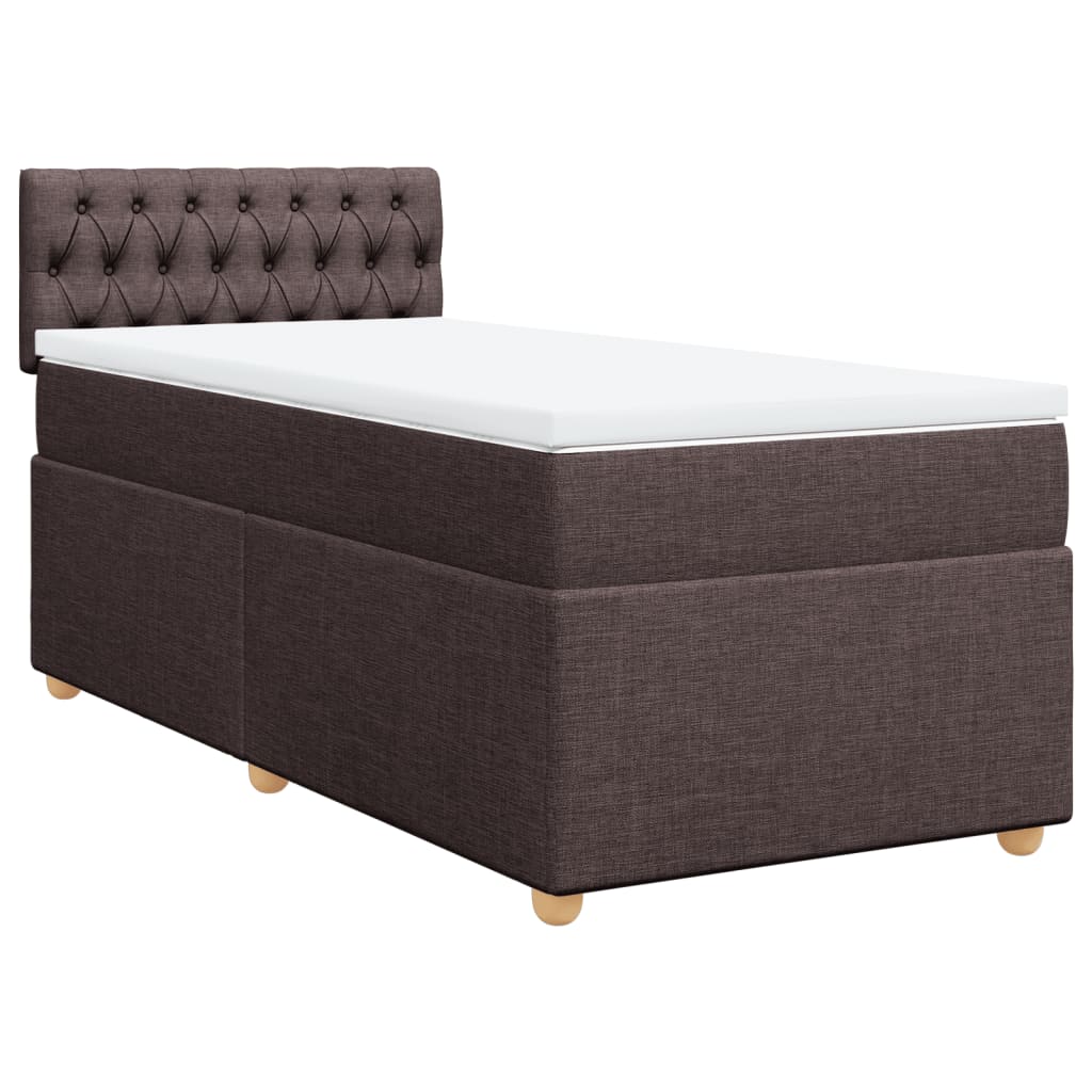 vidaXL Boxspring met matras stof donkerbruin 100x200 cm afbeelding