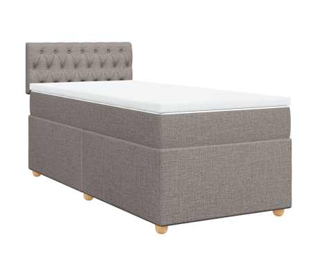 vidaXL Κρεβάτι Boxspring με Στρώμα Taupe 100 x 200 εκ. Υφασμάτινο