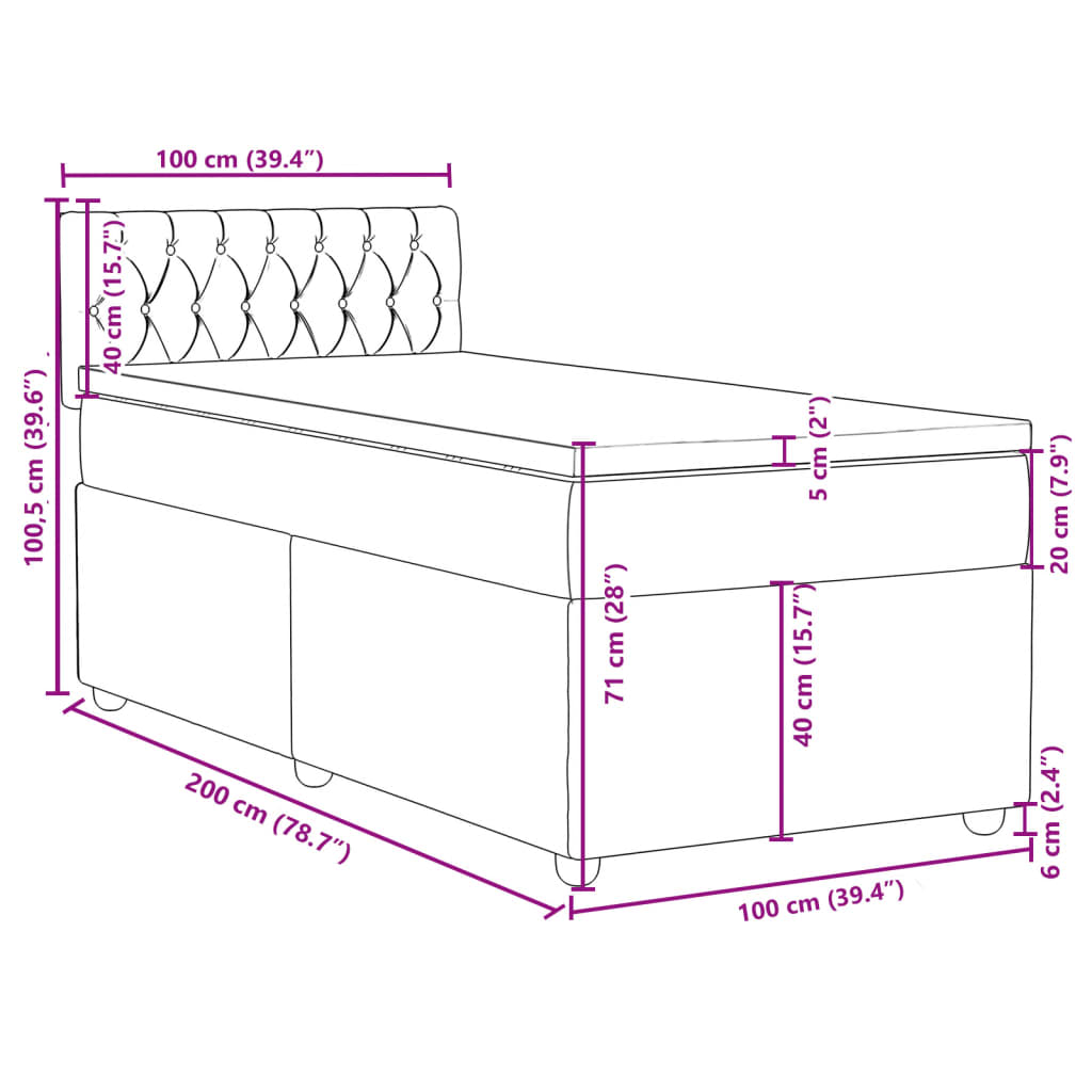 Box spring postel s matrací modrá 100 x 200 cm textil - obrázek 18