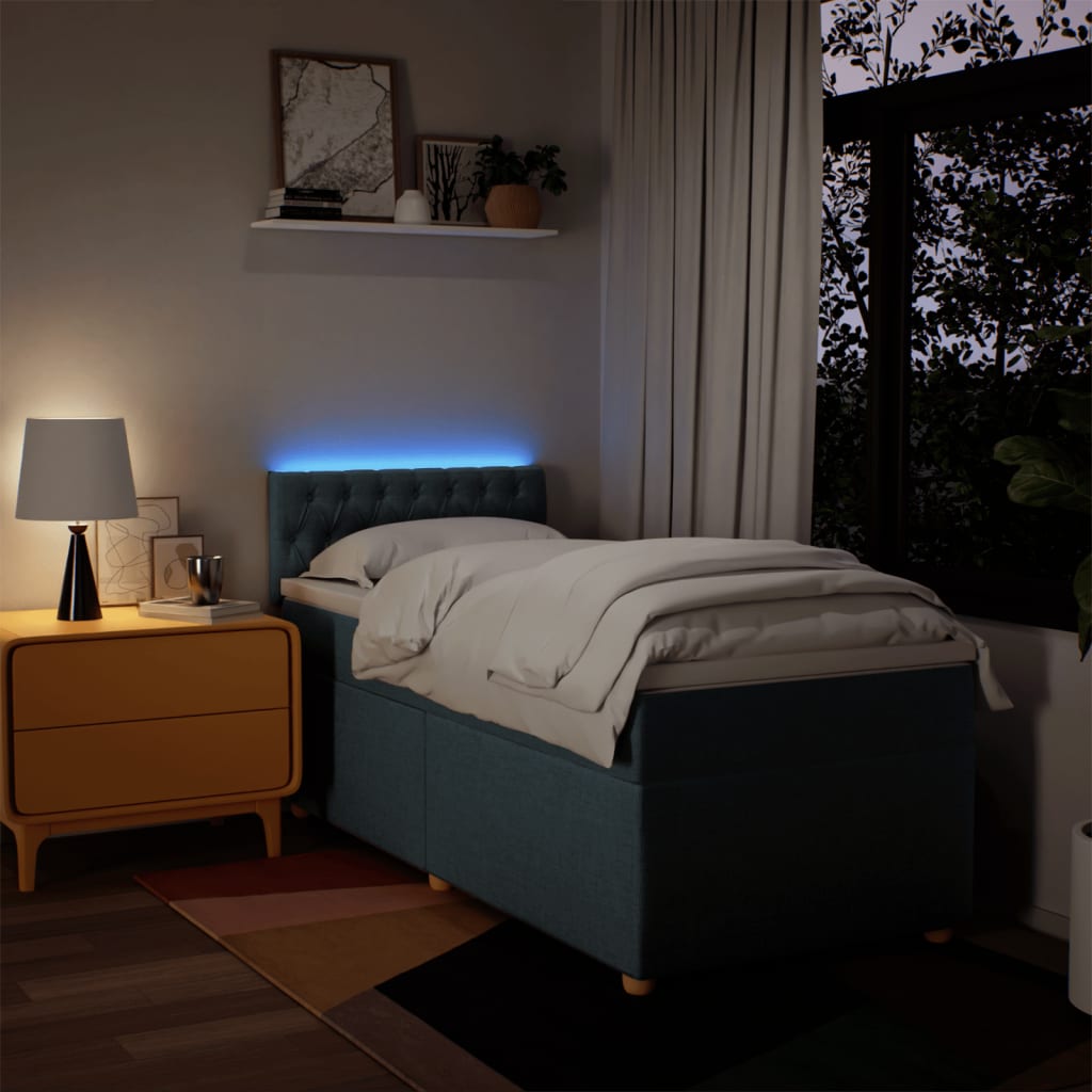 vidaXL Boxspring met matras stof blauw 100x200 cm, foto 4