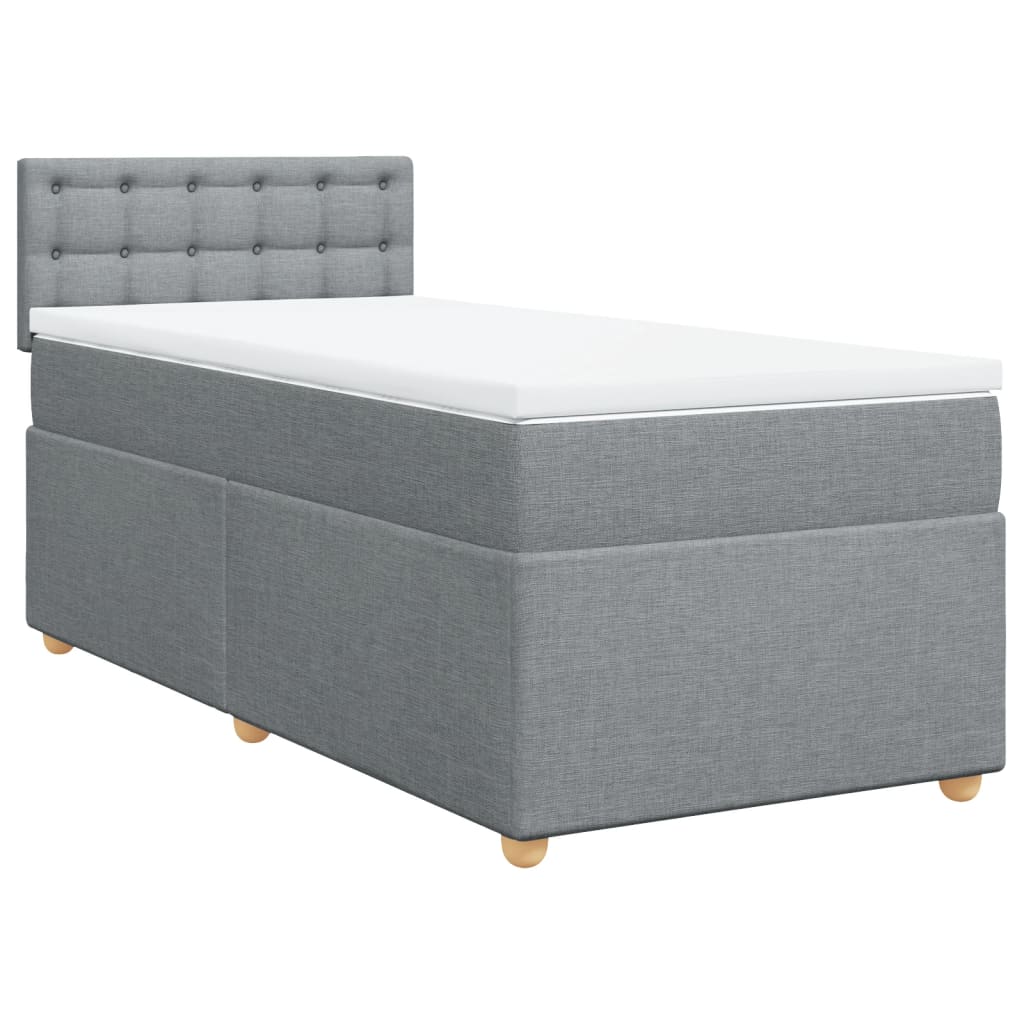 vidaXL Boxspring met matras stof lichtgrijs 100x200 cm afbeelding