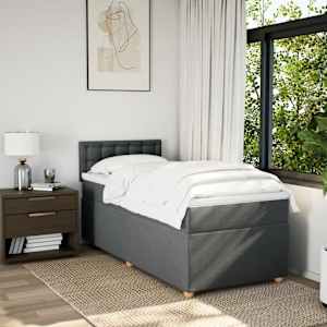 Box spring postel s matrací tmavě šedá 100 x 200 cm textil - obrázek 4