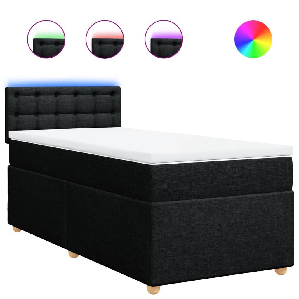 Thumbnail - vidaXL Boxspringbett mit Matratze Schwarz 100x200 cm Stoff
