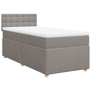 vidaXL Sommier &agrave; lattes de lit avec matelas Taupe 100x200 cm Tissu
