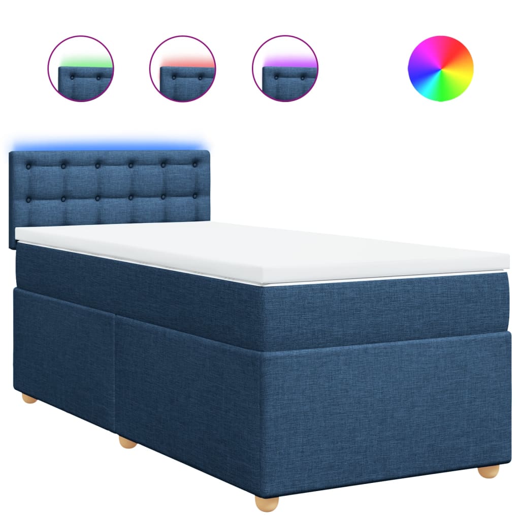 vidaXL Boxspring met matras stof blauw 100x200 cm, foto 3