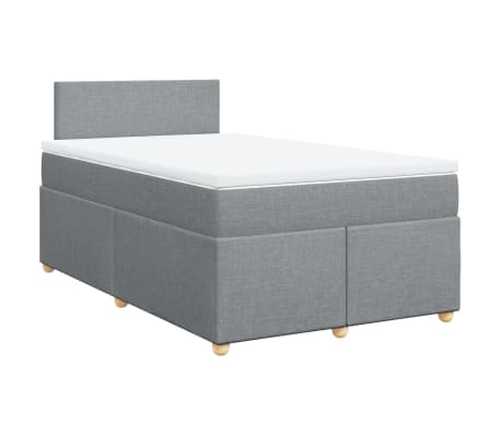 vidaXL Κρεβάτι Boxspring με Στρώμα Ανοιχτό Γκρι 120x190 εκ. Υφασμάτινο