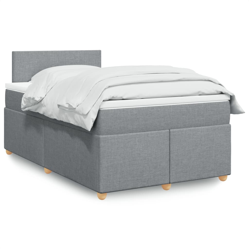 Boxspringbett mit Matratze Hellgrau 120×190 cm Stoff