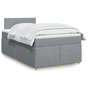 Boxspring postelja z vzmetnico svetlo siva 120x190 cm blago