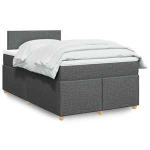 Box spring postelja z vzmetnico temno siva 120x190 cm blago