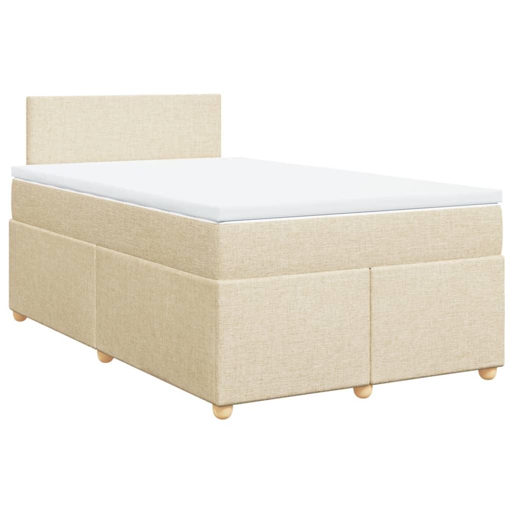 vidaXL Boxspring met matras stof crèmekleurig 120x190 cm afbeelding