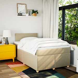 Box spring postel s matrací krémová 120x190 cm textil - obrázek 4