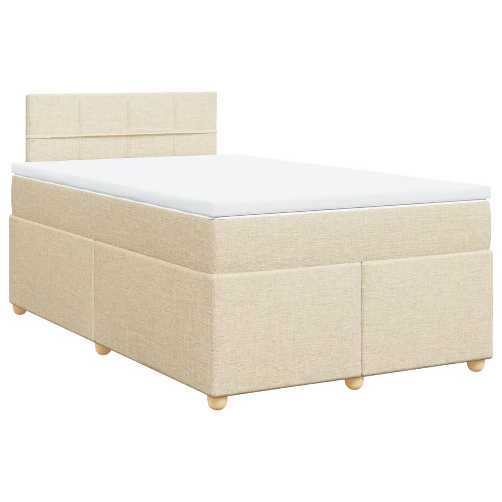 vidaXL Boxspring met matras stof crèmekleurig 120x190 cm afbeelding