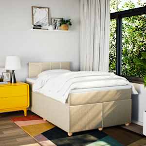 Box spring postel s matrací krémová 120x190 cm textil - obrázek 4
