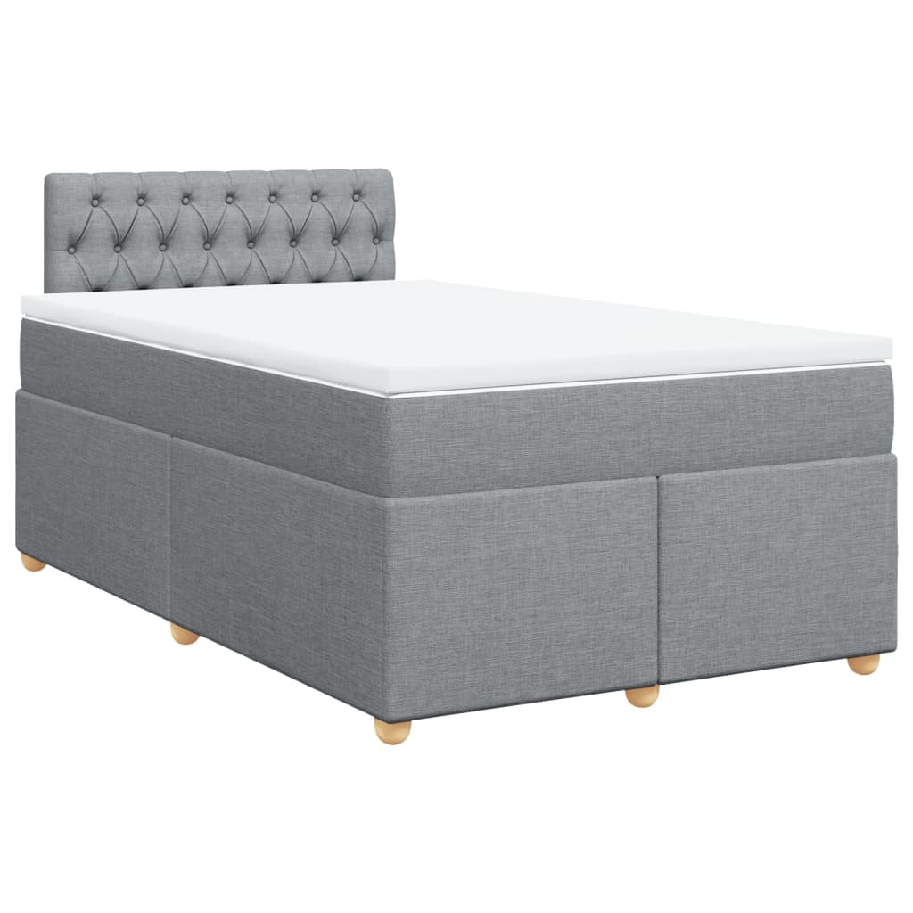vidaXL Boxspring met matras stof lichtgrijs 120x190 cm afbeelding