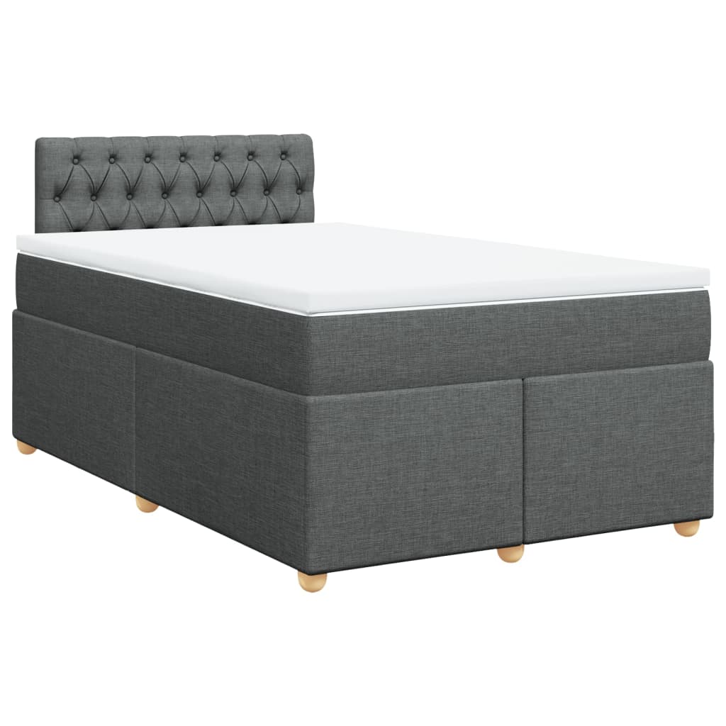 vidaXL Boxspring met matras stof donkergrijs 120x190 cm afbeelding